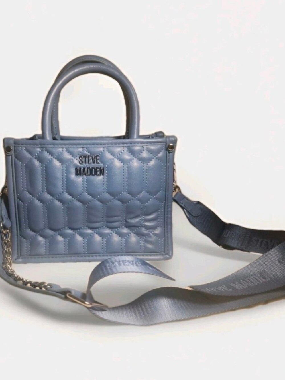 Steve Madden Light Blue Quilted Top-Handle Bag